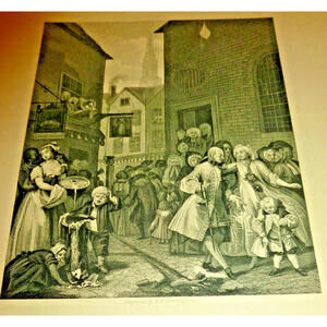 William Hogarth Times  the Day Noon Engraving by W.H. Worthington Antique Print